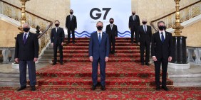 G7-Außenministertreffen am 4. Mai 2021 in London (zweiter von links: Heiko Maas, rechts außen: US-Außenminister Antony Blinken) | Bild: Stefan Rousseau/PA Wire